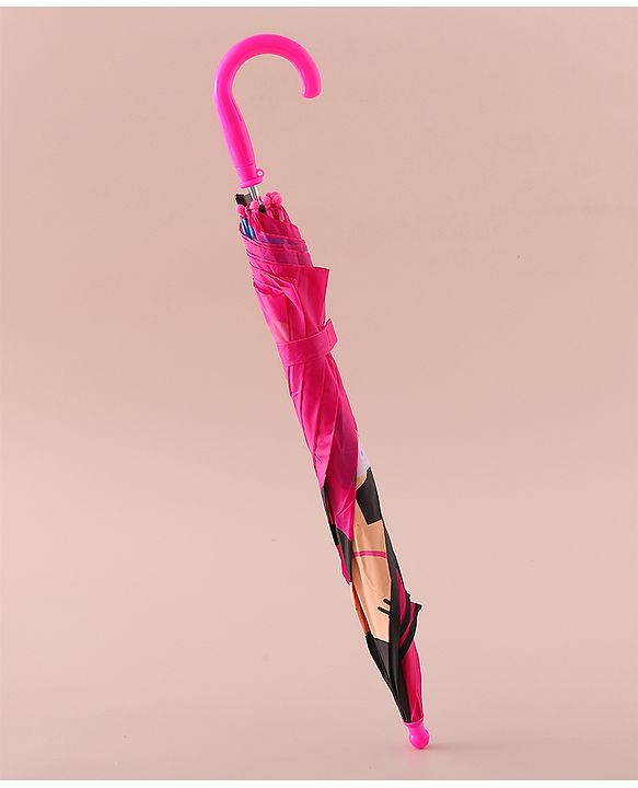 Babyhug Free Size Umbrella with Princess & Frog Print - Fuchsia