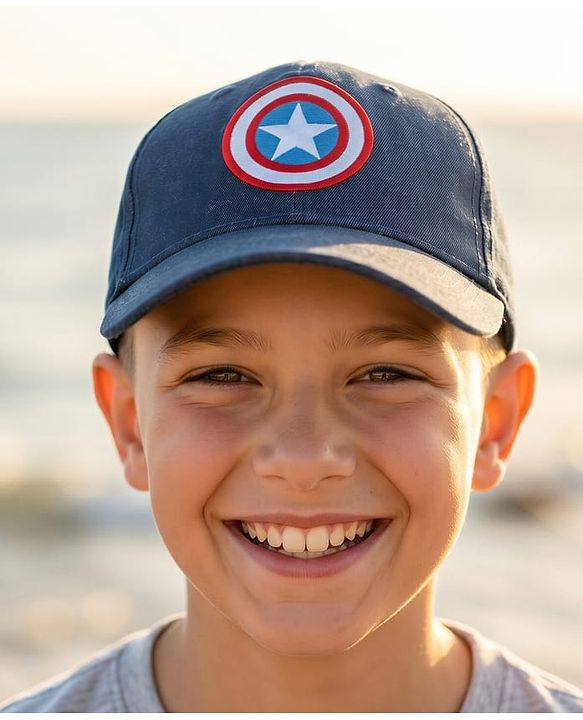 Pine Kids Marvel Cotton Woven Summer Cap With Avengers Graphics Blue - Diameter 21 cm