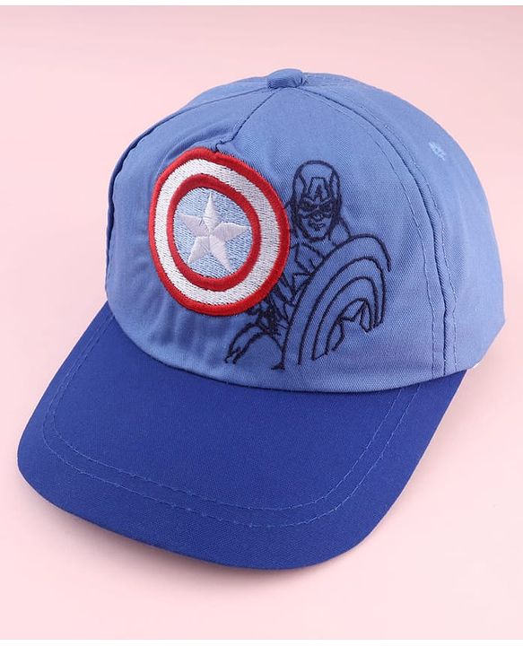 Pine Kids Marvel Cotton Woven Summer Cap With Avengers Graphics Blue - Diameter 18 cm