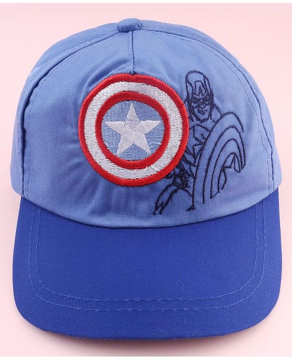 Pine Kids Marvel Cotton Woven Summer Cap With Avengers Graphics Blue - Diameter 18 cm