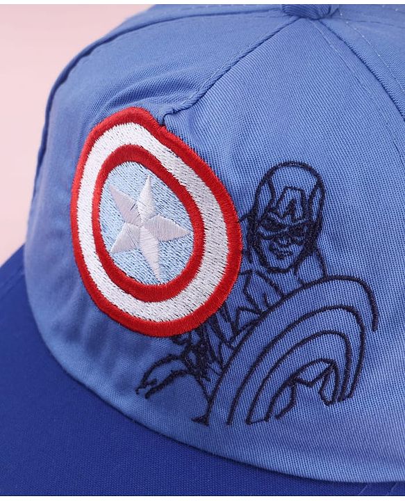 Pine Kids Marvel Cotton Woven Summer Cap With Avengers Graphics Blue - Diameter 18 cm