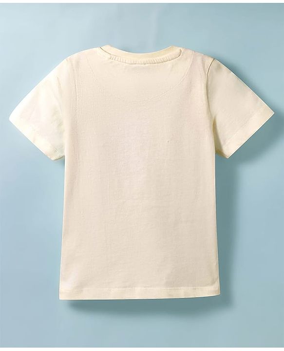 Pine Kids Cotton Knit Half Sleeves T-Shirt with Skate Print & Stripes - White
