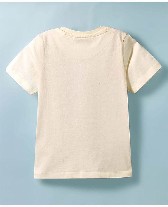 Pine Kids Cotton Knit Half Sleeves T-Shirt with Sport Print - White