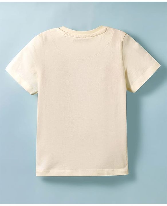 Pine Kids Cotton Knit Half Sleeves T-Shirt with Chicago Print - White