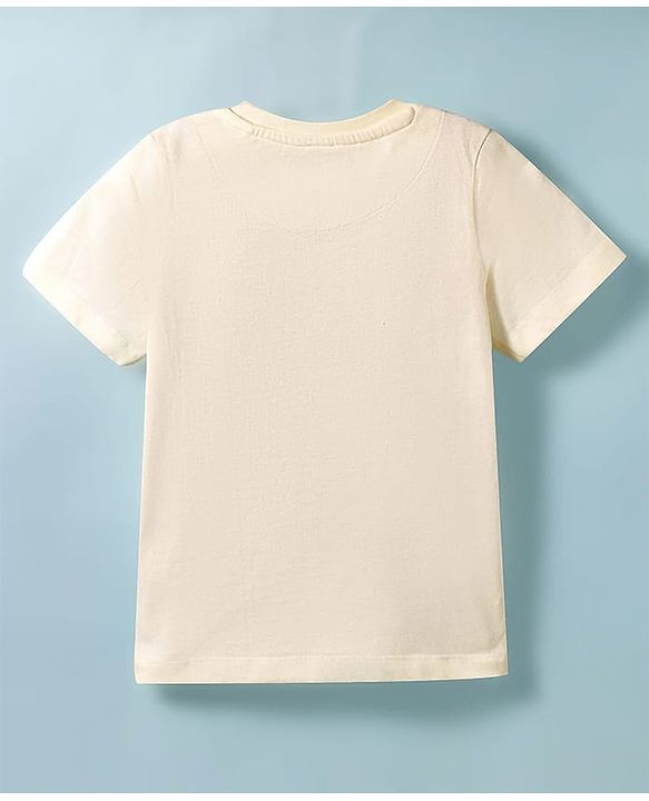 Pine Kids Cotton Knit Half Sleeves T-Shirt with Crocodile Print - White