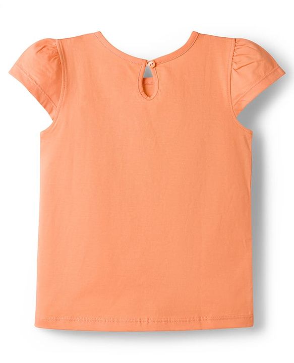 Babyhug 100% Cotton Knit Half Sleeves T-Shirts with Floral Print Pack of 3 - Orange Cream & Blue