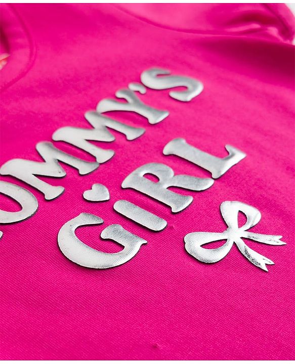 Babyhug 100% Cotton Knit Half Sleeves Text Printed T-Shirt - Dark Pink