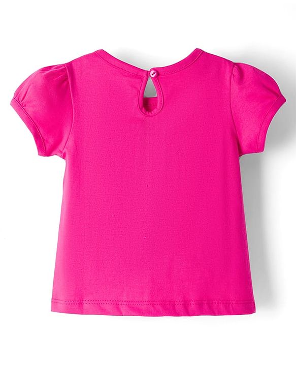 Babyhug 100% Cotton Knit Half Sleeves Text Printed T-Shirt - Dark Pink