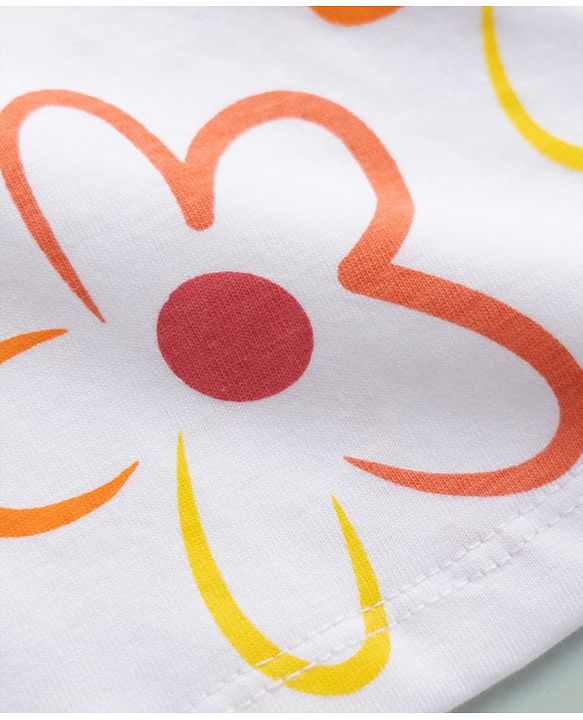 Babyhug Cotton Knit Half Sleeves T-Shirt with Floral Print - Multicolor