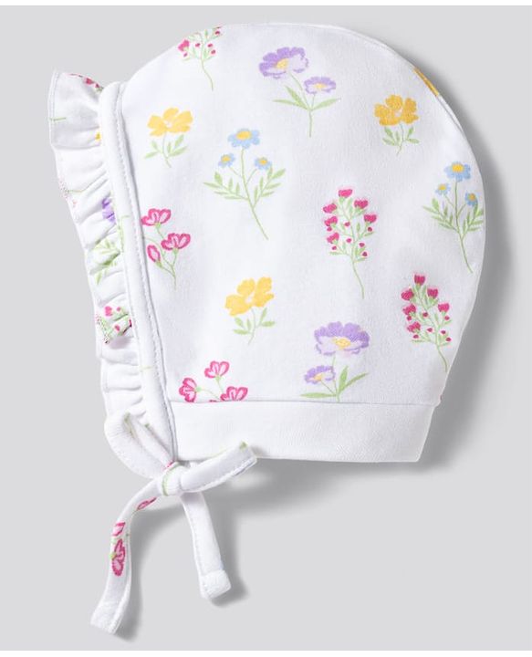 Babyhug 100% Cotton Knit Caps With Floral Print Pack of 2 Multicolor - Diameter 16.5 cm