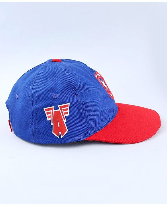 Pine Kids Marvel Cotton Woven  Summer Cap with Avengers Graphics Blue & Red- Diameter 52 cm