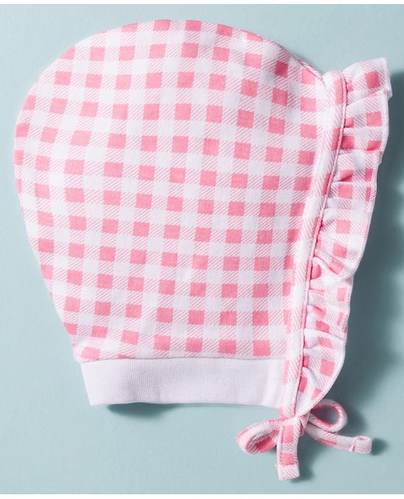 Babyhug 100% Cotton Knit Floral & Checks Printed Caps With Knot Pack Of 2 Multicolour - Diameter 12.5 cm