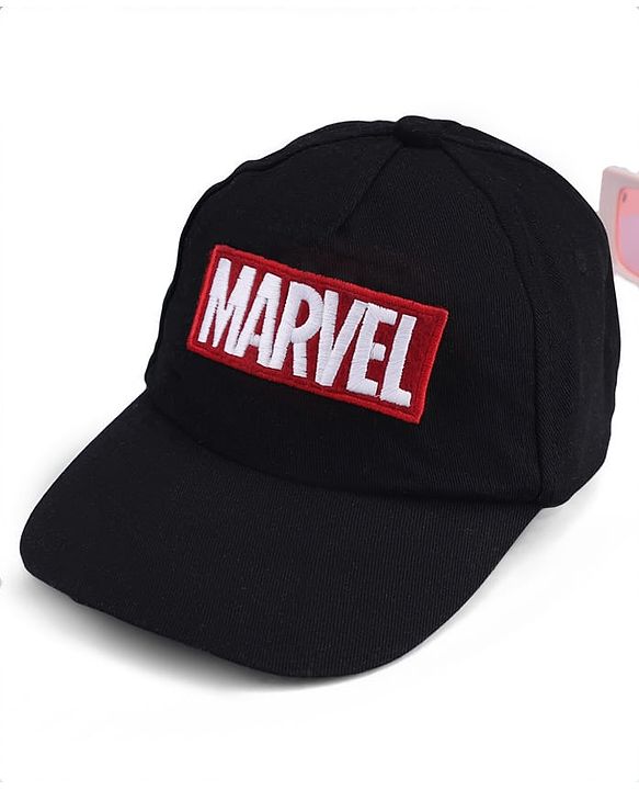Pine Kids Marvel Cotton Woven Summer Cap With Avengers Graphics Black - Diameter 20 cm