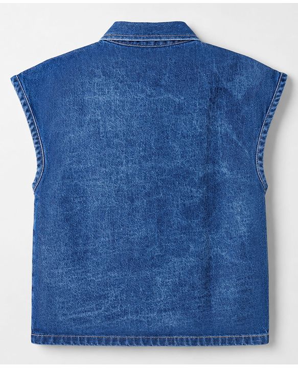 Pine Kids Cotton Denim Half Sleeves T-Shirt & Shorts Set With Jacket - Blue