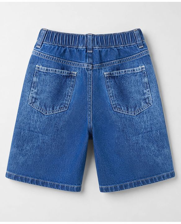 Pine Kids Cotton Denim Half Sleeves T-Shirt & Shorts Set With Jacket - Blue
