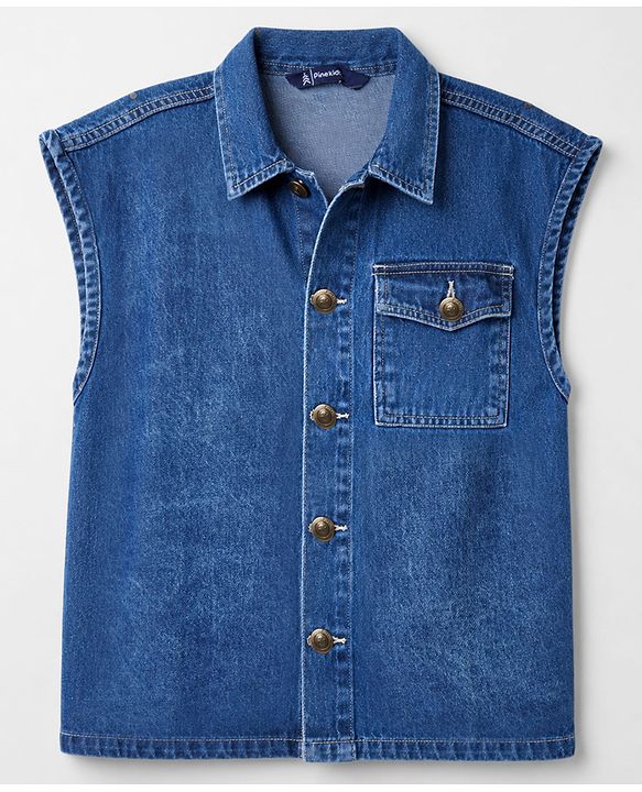 Pine Kids Cotton Denim Half Sleeves T-Shirt & Shorts Set With Jacket - Blue