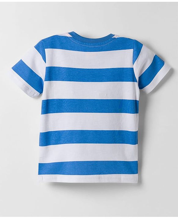 Babyhug Cotton Knit Half Sleeves T-Shirt with Stripes & Tiger Graphics - Multicolor