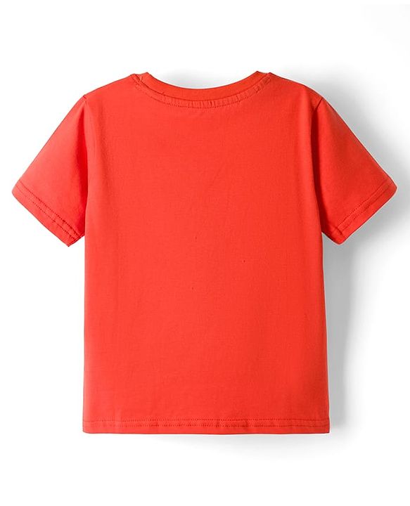 Babyhug 100% Cotton Knit Half Sleeves Text Printed T-Shirt - Red