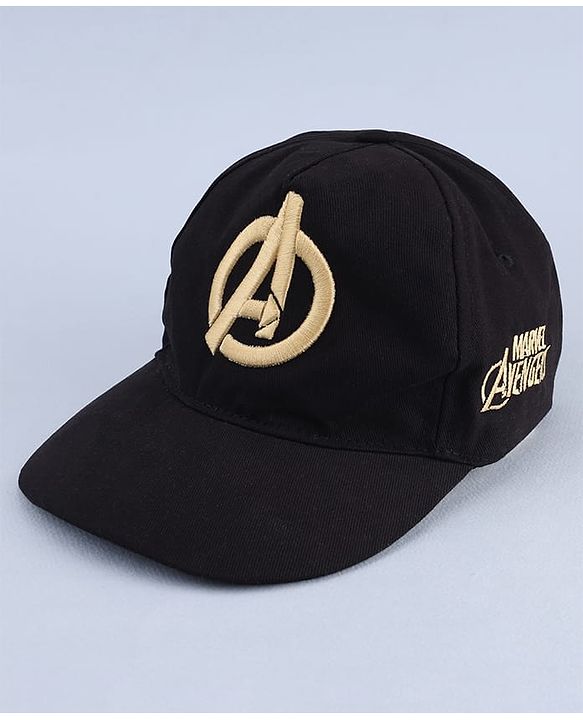Pine Kids Marvel Cotton Woven Summer Cap With Avengers Print Black - Diameter 20
