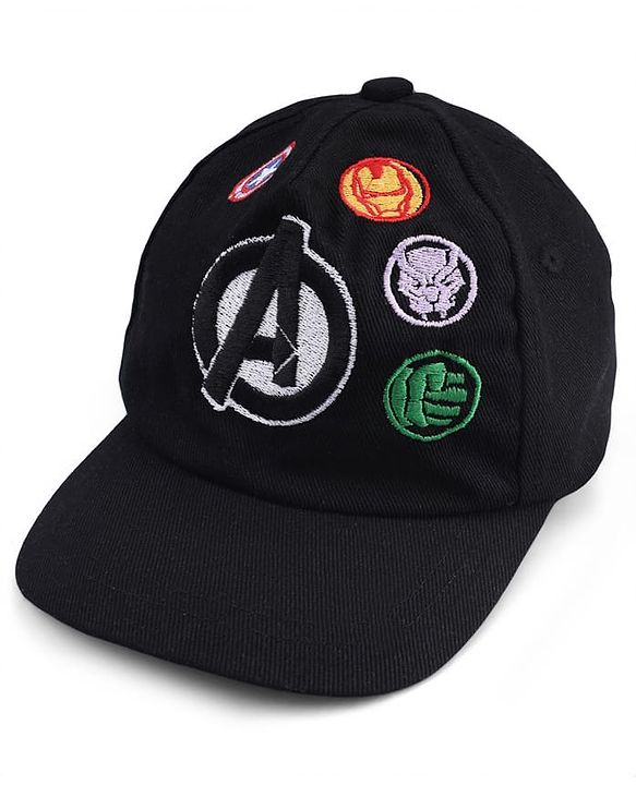 Pine Kids Marvel Cotton Woven Summer Cap With Avengers Graphics Black - Diameter 20 cm