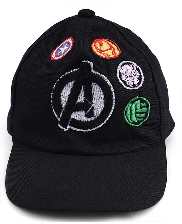 Pine Kids Marvel Cotton Woven Summer Cap With Avengers Graphics Black - Diameter 20 cm