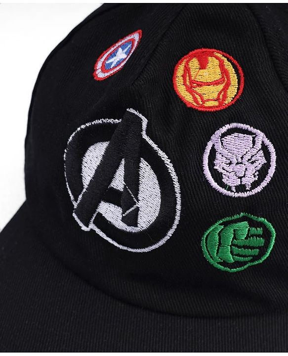 Pine Kids Marvel Cotton Woven Summer Cap With Avengers Graphics Black - Diameter 20 cm