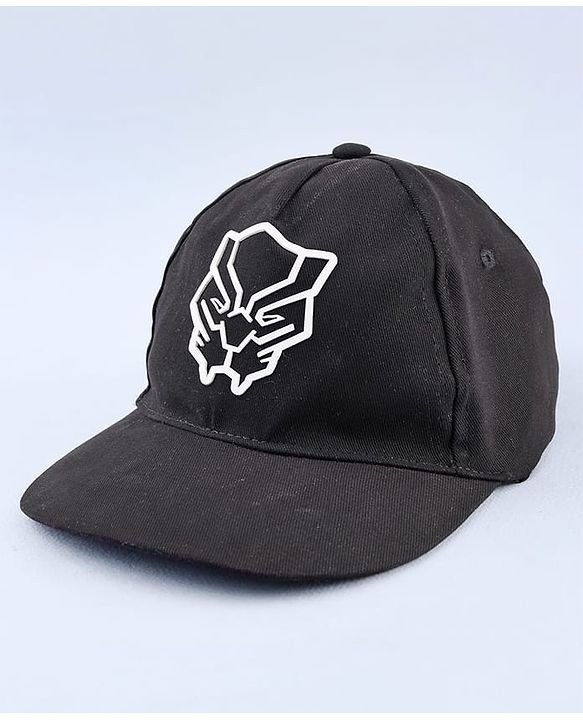 Pine Kids Marvel Cotton Woven Summer Cap with Black Panther Graphics Black- Diameter 52 cm