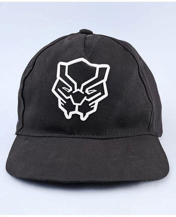 Pine Kids Marvel Cotton Woven Summer Cap with Black Panther Graphics Black- Diameter 52 cm