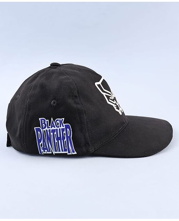 Pine Kids Marvel Cotton Woven Summer Cap with Black Panther Graphics Black- Diameter 52 cm