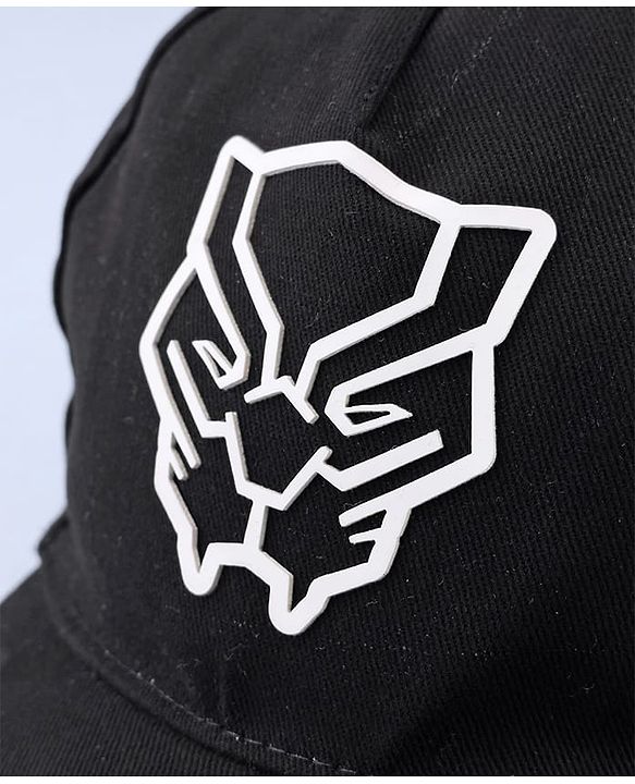 Pine Kids Marvel Cotton Woven Summer Cap with Black Panther Graphics Black- Diameter 52 cm