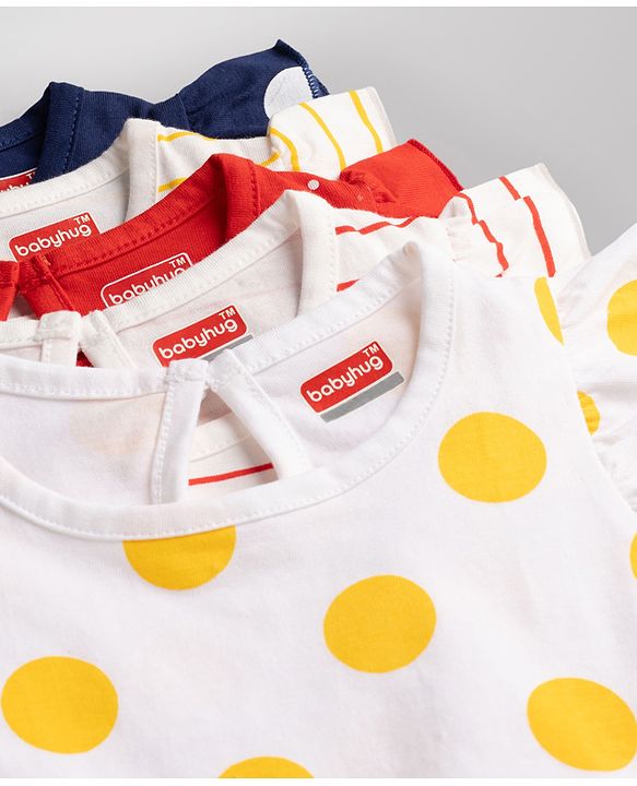Babyhug Cotton Knit T-Shirts with Graphics Half Sleeves Pack of 5 Multi Color 2-3 Years