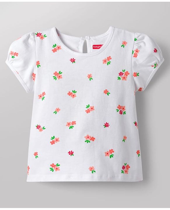 Babyhug Corduroy Woven Half Sleeves T-Shirt & Frock with Floral Print &  Heart Patch - Red
