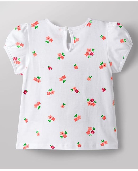 Babyhug Corduroy Woven Half Sleeves T-Shirt & Frock with Floral Print &  Heart Patch - Red