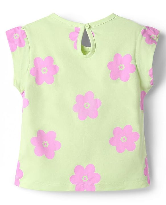 Babyhug Cotton Knit T-Shirt with Frill Detailing Multi Color 6-9 Months