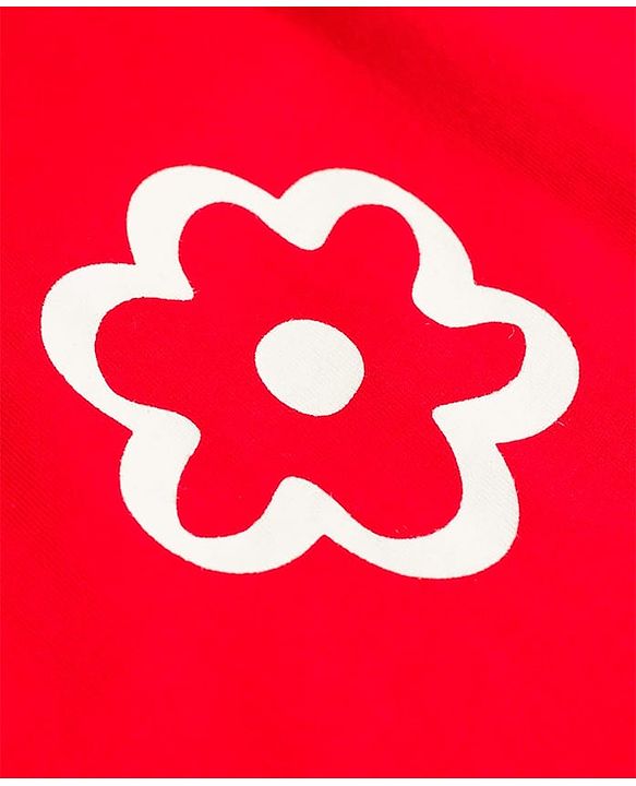 Pine Kids Cotton Knit Half Sleeves T-Shirt With Floral Print - Red