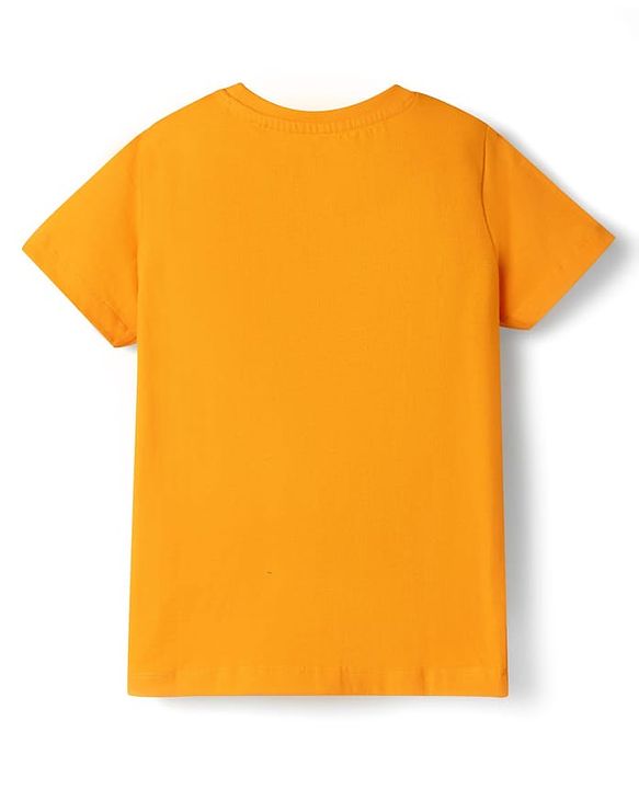 Pine Kids 100% Cotton Knit Half Sleeves Text Printed T-Shirt - Orange