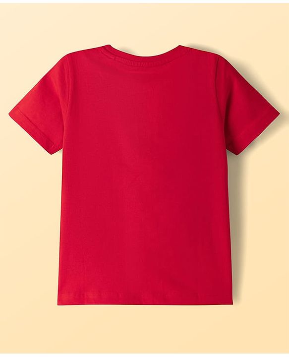 Pine Kids Cotton Knit Half Sleeves Striped T-Shirt With Bow Applique - Red
