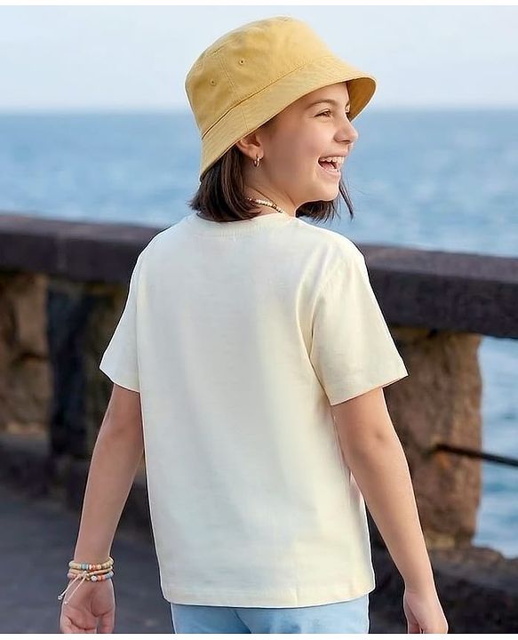 Pine Kids Cotton Knit Half Sleeves T-Shirt with Surfing Print - White