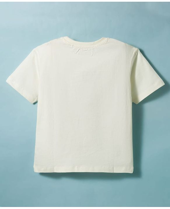 Pine Kids Cotton Knit Half Sleeves T-Shirt with Surfing Print - White