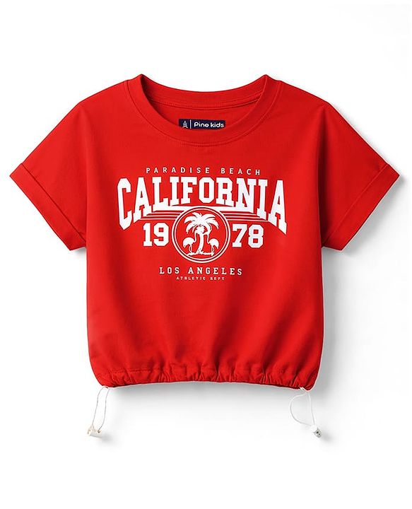 Pine Kids Cotton Knit T-Shirt with Graphic Print Red 4-5 Years