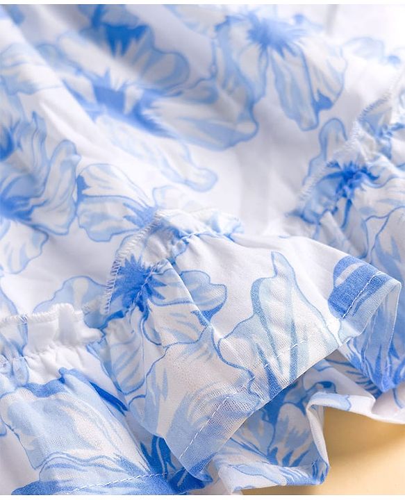 Babyhug 100% Cotton Woven Sleeveless Floral Printed Frock - White