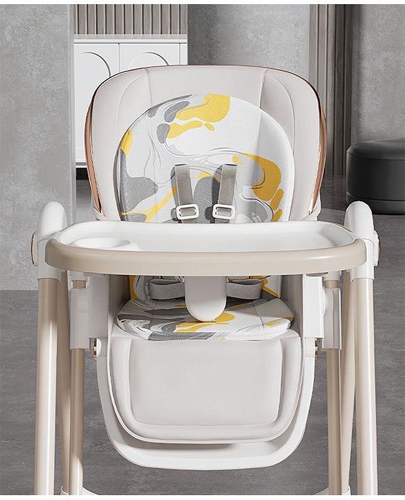 Babyhug Giggle Glide High Chair & Swing - Beige| 3-in-1 Convertible Design| Adjustable Height & Recline| Dual Food Tray| 5-Point Safety Harness| Foldable & Portable| 6 Months to 5 Years