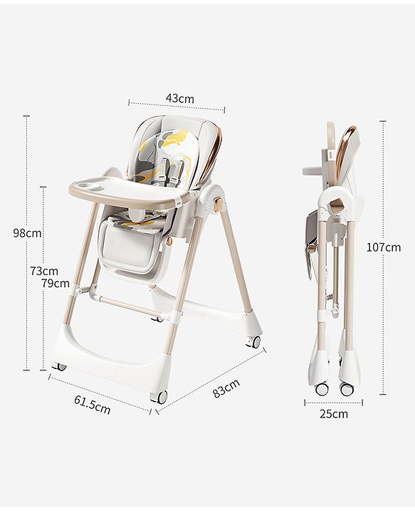 Babyhug Giggle Glide High Chair & Swing - Beige| 3-in-1 Convertible Design| Adjustable Height & Recline| Dual Food Tray| 5-Point Safety Harness| Foldable & Portable| 6 Months to 5 Years