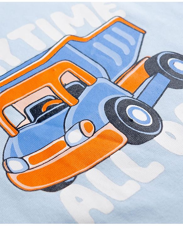 Babyhug Cotton Knit Half Sleeves T-Shirt With Truck & Text Print - Multicolor