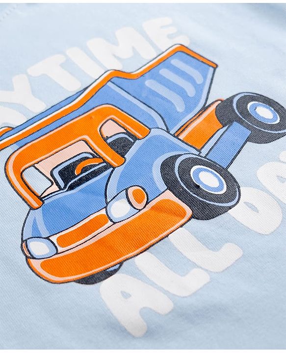 Babyhug Cotton Knit Half Sleeves T-Shirt With Truck & Text Print - Multicolor