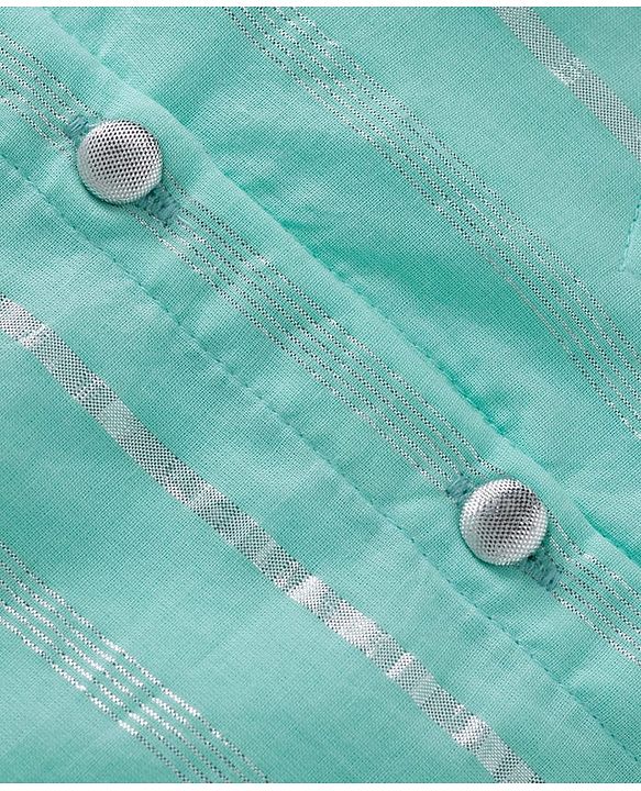 Babyhug Cotton Woven Full Sleeves Striped Kurta & Pyjama Set - Aqua Blue