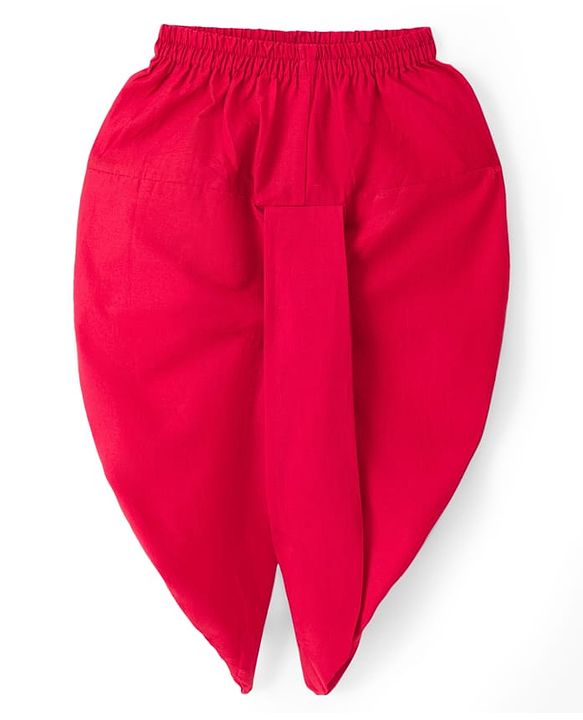 Babyhug Cotton Blend Woven Full Sleeves Solid Colour Dobby Embroidered Kurta Dhoti Set - Red