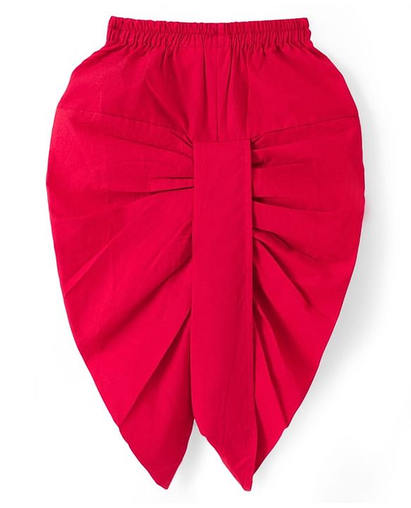 Babyhug Cotton Blend Woven Full Sleeves Solid Colour Dobby Embroidered Kurta Dhoti Set - Red