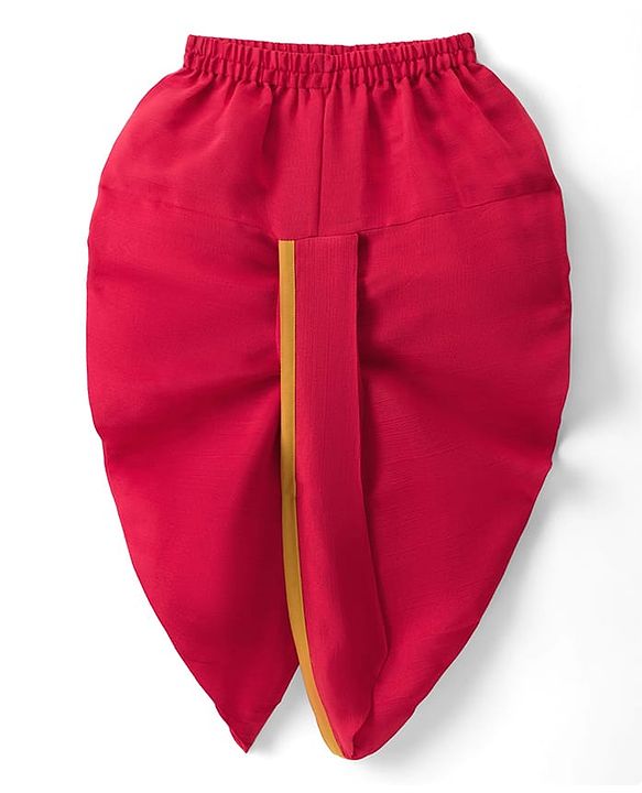 Babyhug Cotton Blend Woven Full Sleeves Kurta Dhoti Set With Sequinned Nehru Jacket - Red