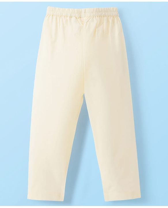 Babyhug Cotton Dobby Woven Full Sleeves Kurta Pajama Set with Dobby Embroidery - Limegreen